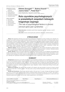 09-4-312 Rola czynników psychologicznych w przewlekłych zespołach bólowych kręgosłupa szyjnego – E. Szczygieł et al